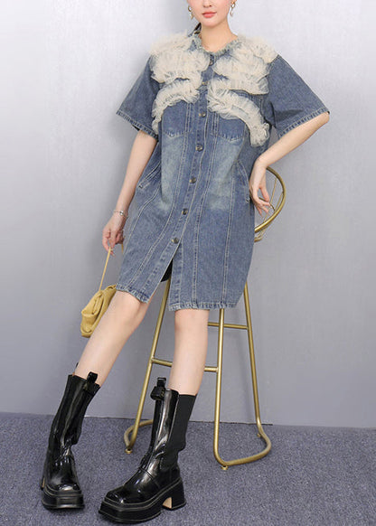 Tulle Modern Day Denim Patchwork Dress Blue Summer