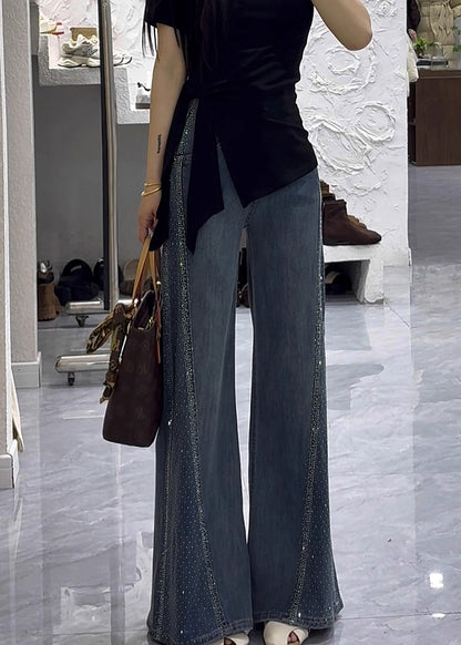 Trousers Blue Zircon Modern Waist Flared High Fall Denim