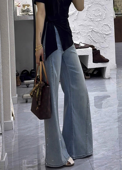 Trousers Blue Zircon Modern Waist Flared High Fall Denim