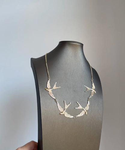 Gold Copper Young Alloy Pendant Necklace Swallow Modern