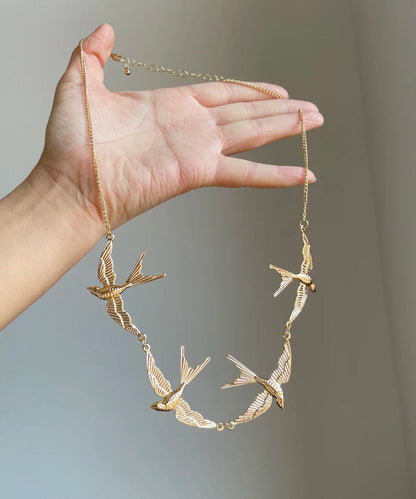 Gold Copper Young Alloy Pendant Necklace Swallow Modern