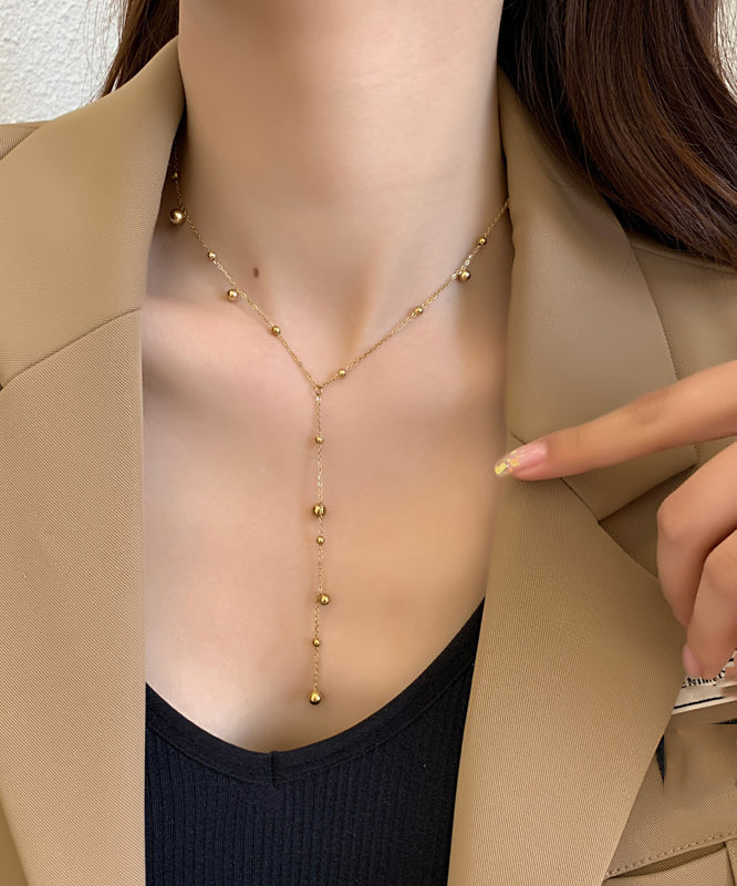 Modern Gold Stainless Steel Alloy Tassel Pendant Necklace MM083