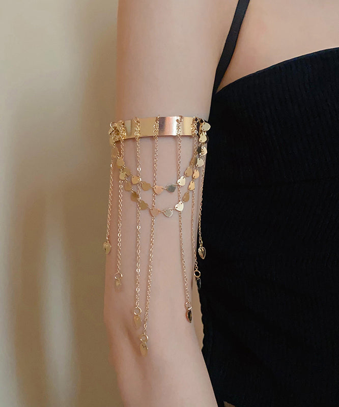 Modern Gold Sterling Silver Overgild Love Tassel Open Arm Chain II004