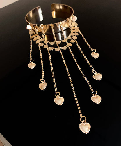 Modern Gold Sterling Silver Overgild Love Tassel Open Arm Chain II004