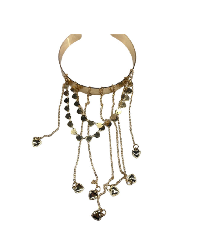 Modern Gold Sterling Silver Overgild Love Tassel Open Arm Chain II004