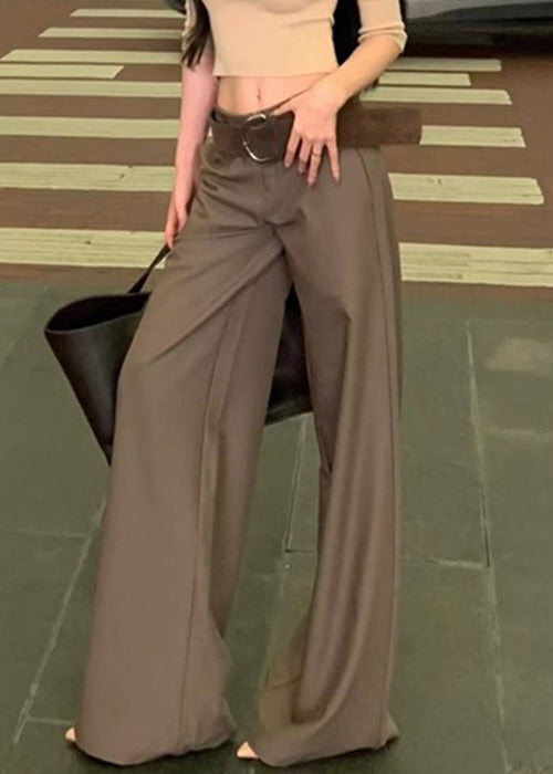 Fall Wide Spandex High Grey Pockets Leg Waist Modern Pants