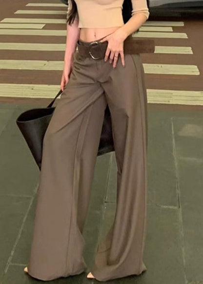 Fall Wide Spandex High Grey Pockets Leg Waist Modern Pants