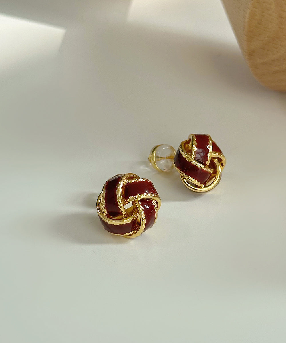 Modern Mulberry Sterling Silver Overgild Glazed Stud Earrings WQ017