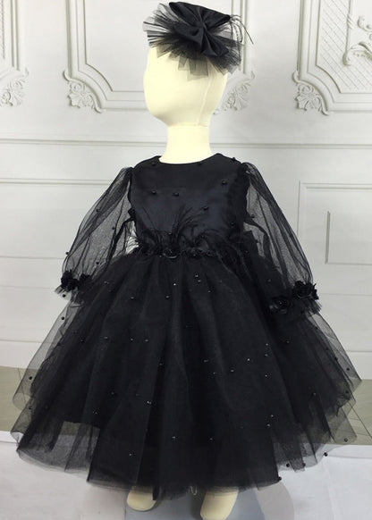 Modern Pink Patchwork Floral Nail Bead Tulle Girls Maxi Dress Fall YG023