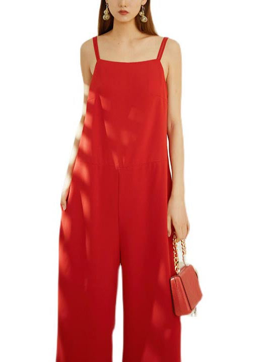 Red Pants Strap Straight Modern Spaghetti Chiffon Draping