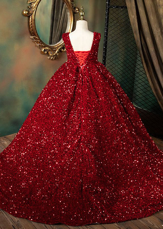 Summer Girls Modern Red Long Neck Patchwork V Dresses