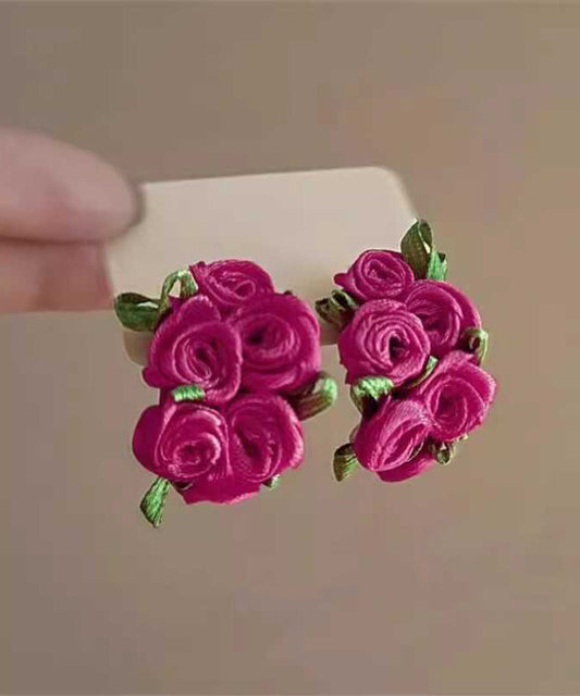 Modern Rose Cloth Floral Stud Earrings YA045