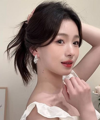 Sterling Zircon Tassel Silk Silver Earrings Fireworks Modern Drop