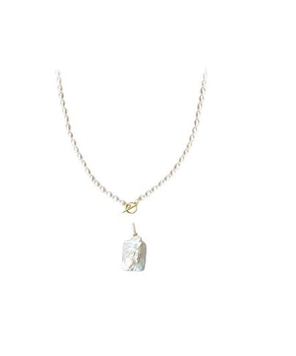 Pearl White Alloy Pendant Modern Necklace