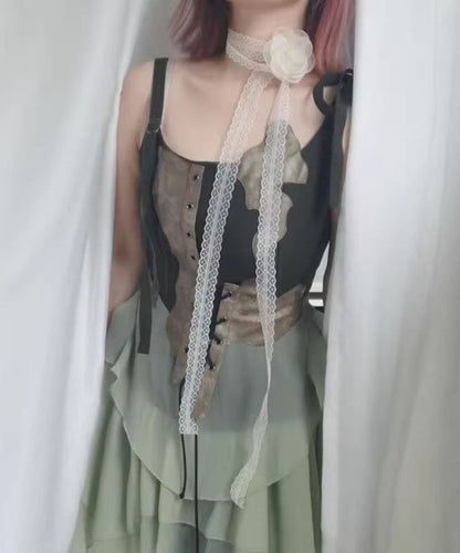 Modern White Lace Hollow Out Floral Necklace YA006