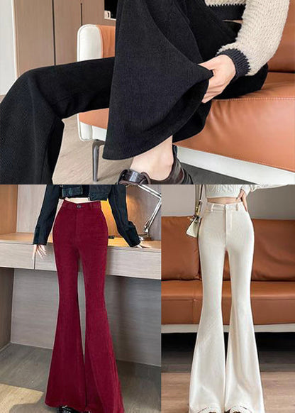 Modern White Silm Fit Cotton Bell-bottom Trousers Spring YP002