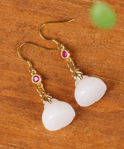 Modern White Sterling Silver Jade Crystal Drop Earrings Ada Fashion