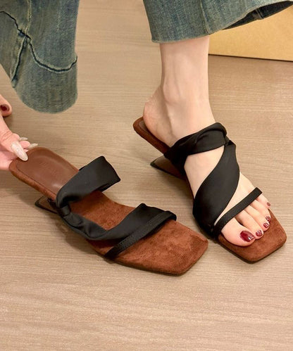 Slide Faux Leather Sandals Boutique Wedge Mulberry Splicing
