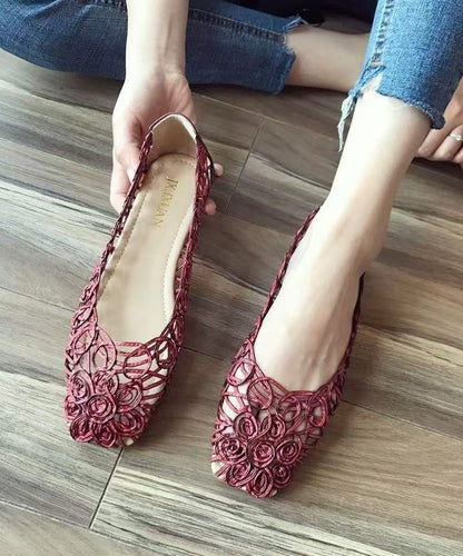 Walking Mulberry Out Sandals Leather Hollow Faux Art Splicing