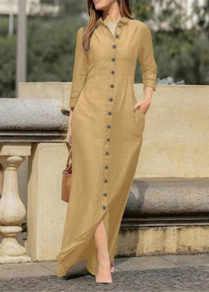 Dress Long Pan Natural Button Black Shirts Peter Fall Collar