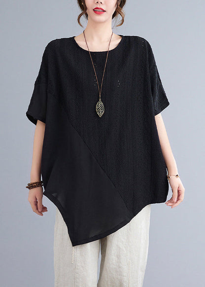 Asymmetrical Top Summer White Patchwork Natural Lace