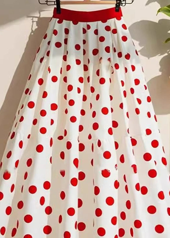 Skirts White A Line Dot Natural Print