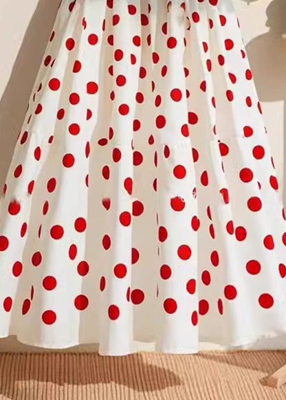 Skirts White A Line Dot Natural Print