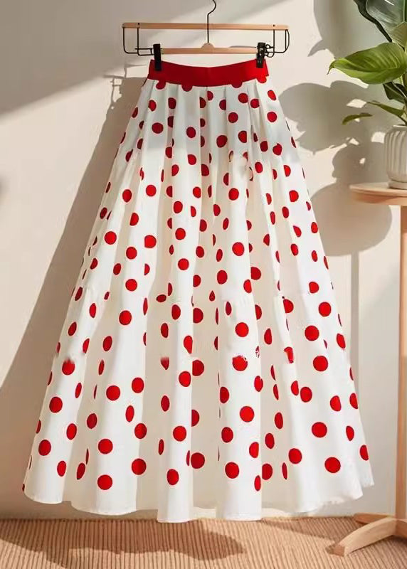 Skirts White A Line Dot Natural Print