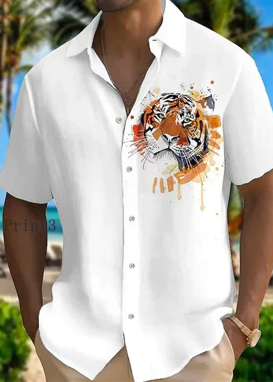 New Summer Shirts Cotton Collar Print Pan Men Animal Peter
