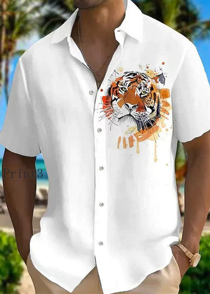 New Summer Shirts Cotton Collar Print Pan Men Animal Peter
