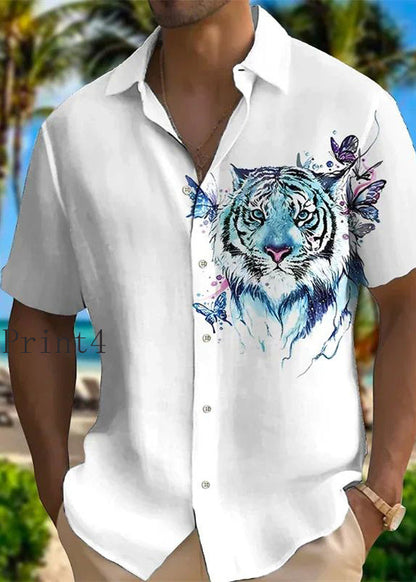 New Summer Shirts Cotton Collar Print Pan Men Animal Peter