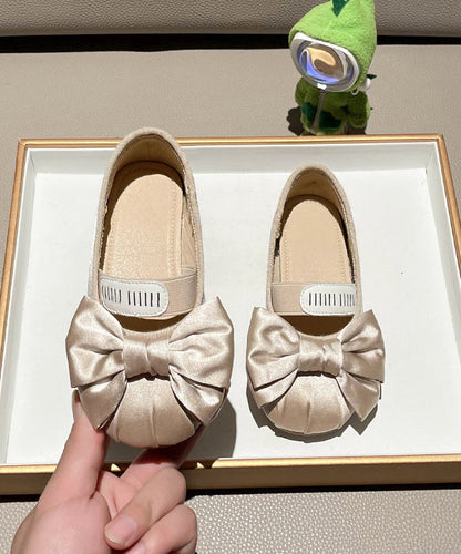 Splicing Bow New Apricot Girls Shoes Flat