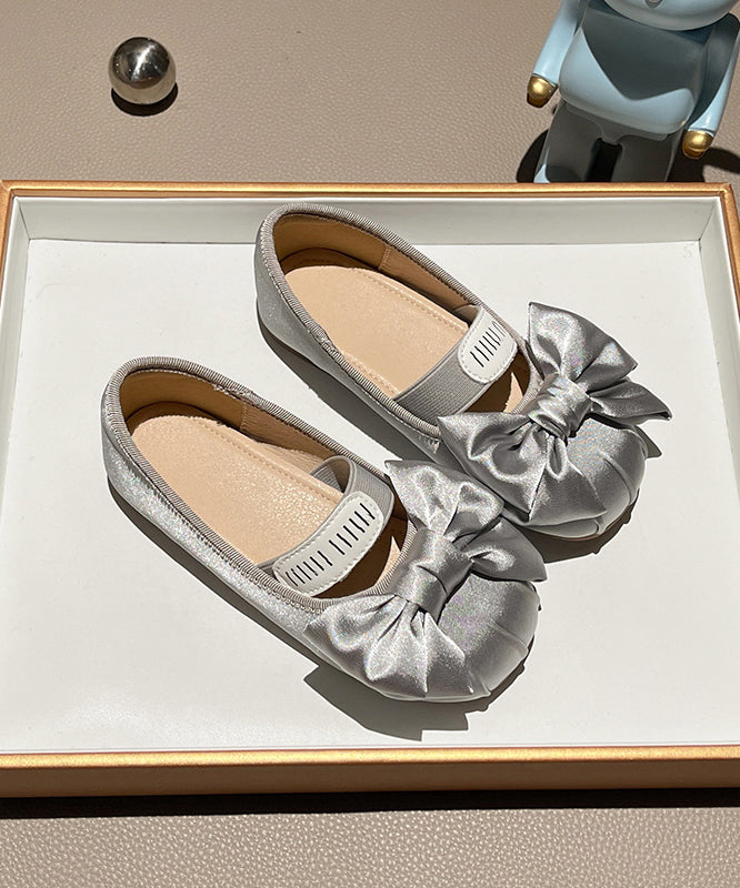 Splicing Bow New Apricot Girls Shoes Flat