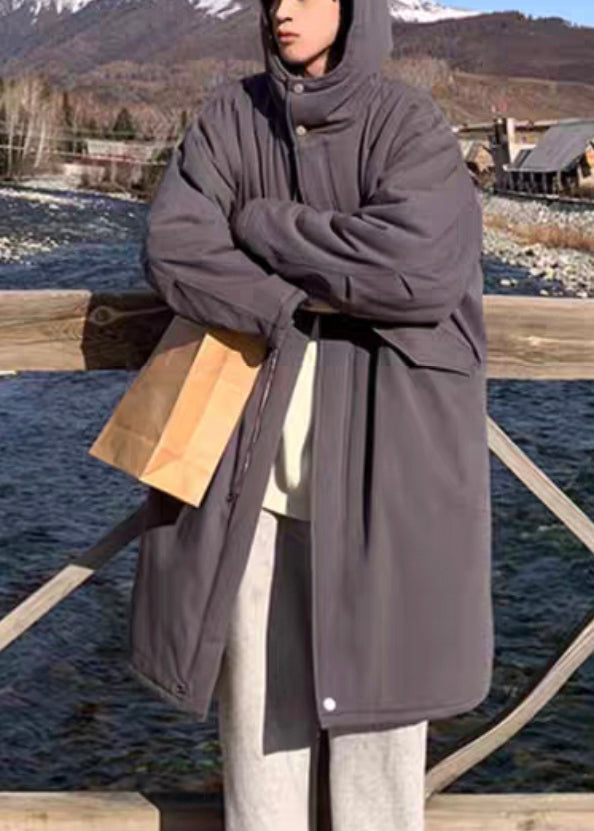 New Army Green Hooded Pockets Warm Fleece Mens Parkas Winter RJ001