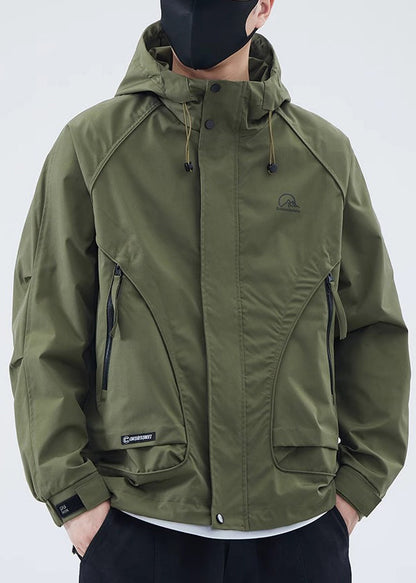 Green Spring Coat Cotton Men New Army Zippered Hooded