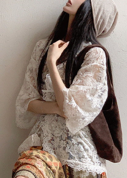 New Beige Peter Pan Collar Coat Cardigans And Shorts Linen Suit Set Spring YY004