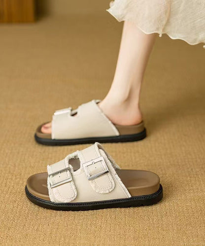 Toe Platform Beige Sandals Peep Splicing Slide New