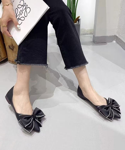 New Shoes Bow Splicing Comfy Flat Black