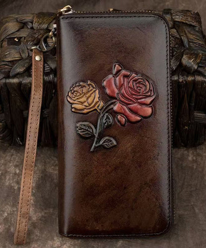 Durable Leather Purse Calf Black Embossed New Wallet