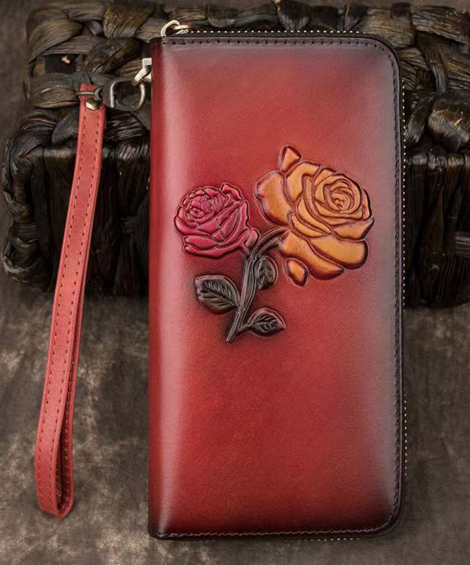 Durable Leather Purse Calf Black Embossed New Wallet