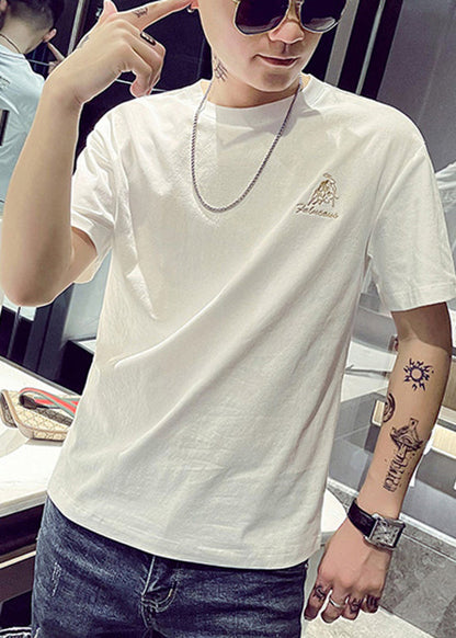 Designer Shirt Cotton New Mens Summer Black T Embroideried