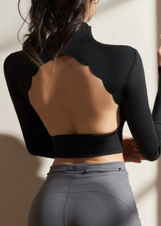 Tops Fitting Workout High Black New Neck Spring Loose