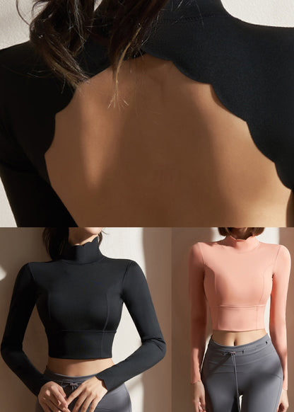 Tops Fitting Workout High Black New Neck Spring Loose