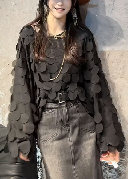 New Black O-Neck Original Design Solid T Shirts Spring TY013