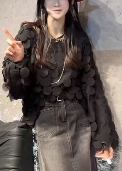 New Black O-Neck Original Design Solid T Shirts Spring TY013