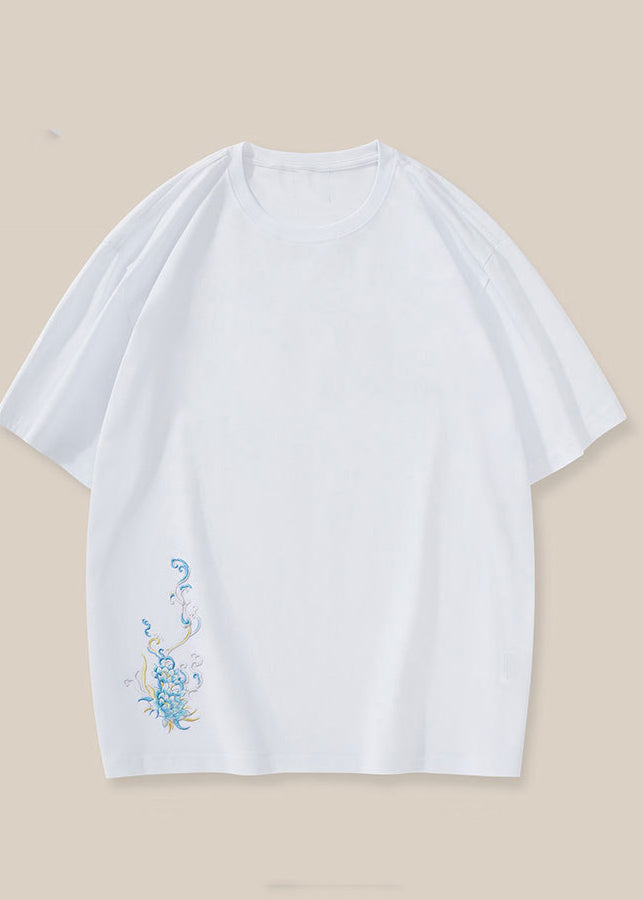 New Oriental Summer Shirt Cotton Black T Embroideried Mens