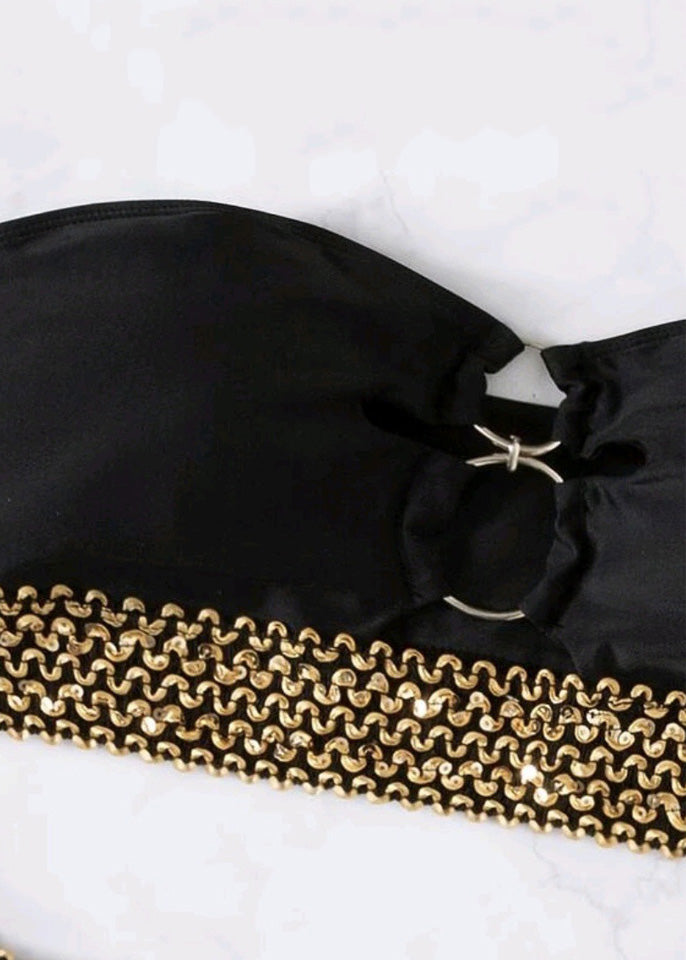 Black Chain Lingerie Linked Patchwork Sets New