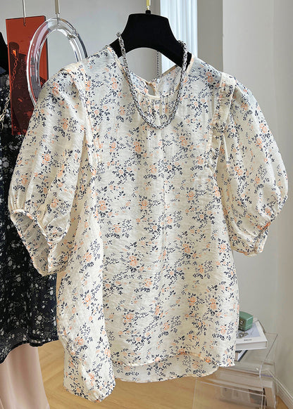 Summer New Button Print Shirt Black Cotton