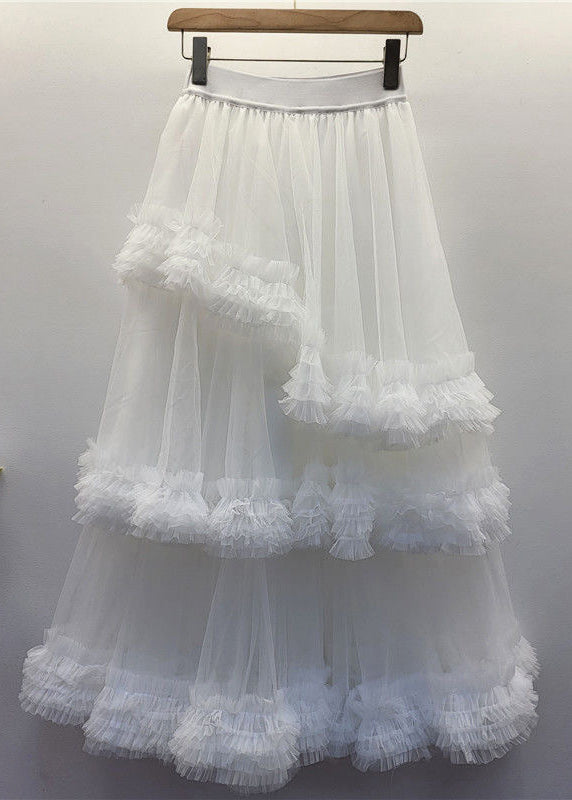 Black Tulle Ruffled Waist Summer Skirt Elastic New