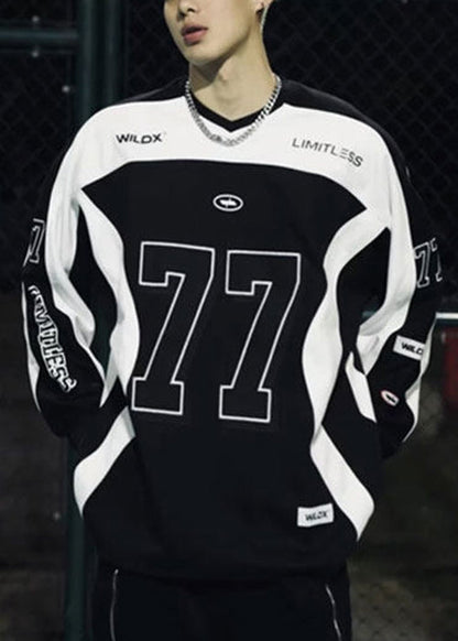 T V Cotton Patchwork Black Neck Mens Shirt New Spring Print